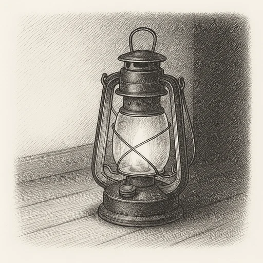 A lantern lighting half a room