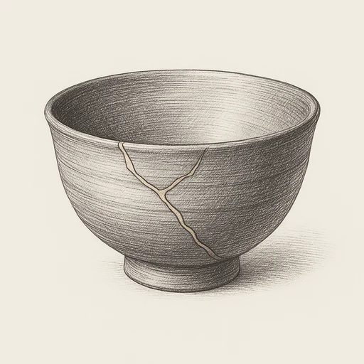 A mended bowl with a visible seam