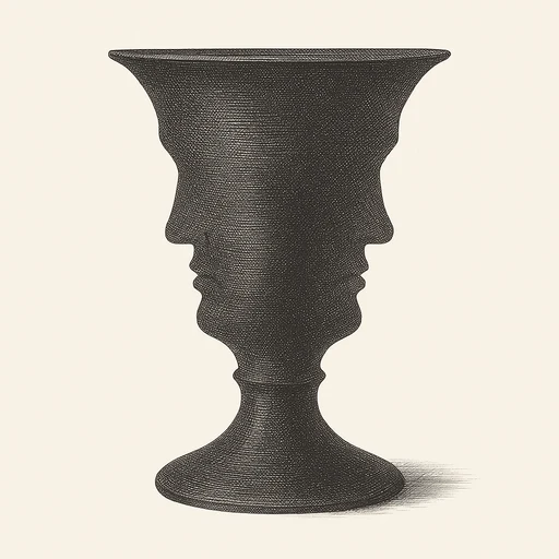 A vase whose edges form two facing profiles