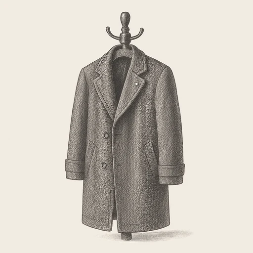 A coat on a stand with two lapel pins