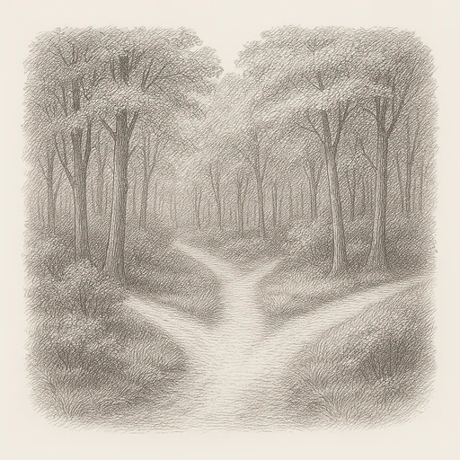 A path forking in a wood