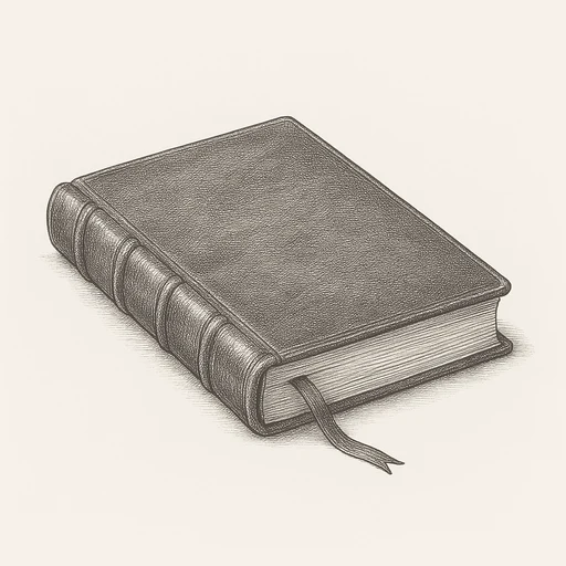 A closed folio with a ribbon marker